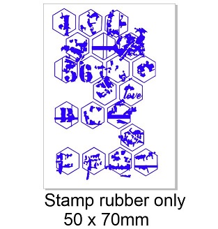 Hexagon grunge stamp rubber ONLY 50 x 70mm
